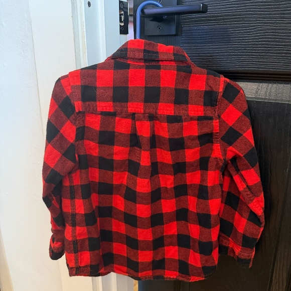 Cat & Jack Red Buffalo Plaid Flannel Shirt (3T) - Picture 3 of 3
